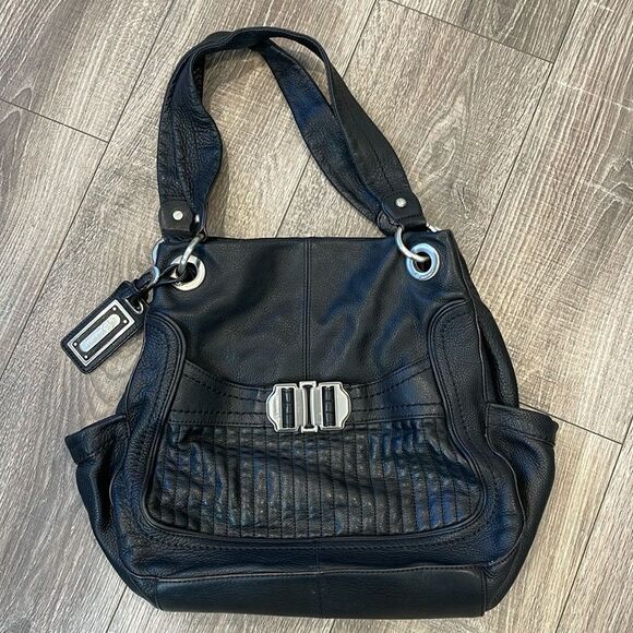B. Makowsky black leather Tote/Satchel - Picture 1 of 5